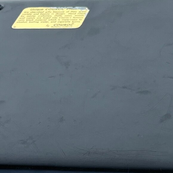 Vintage Couroc Monterey MCM Inlaid Brass Teak Wood Bamboo Rectangle Serving Tray - Picture 11 of 16